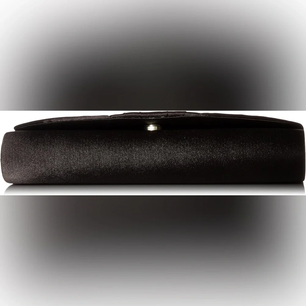 Jessica McClintock Satin Tuxedo Clutch Black Evening Wedding Formal Purse New‎